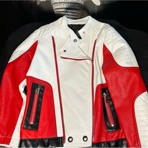Kids multi color leather Biker jacket High-End fashion